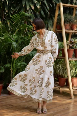 Capri Maxi Dress in Khaki Flower