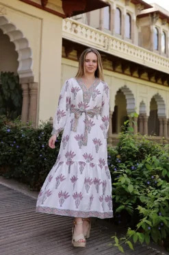 Capri Maxi Dress in Pink Palm