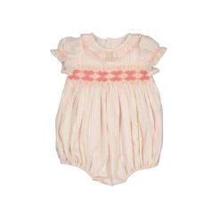 Capucine Pink Yellow Stripe Smocked Romper