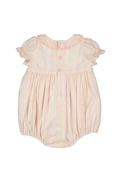 Capucine Pink Yellow Stripe Smocked Romper