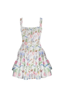 Caracas Mini Dress in Tulipan White Print