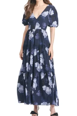 Carina Dress in Midnight Glacial Rose