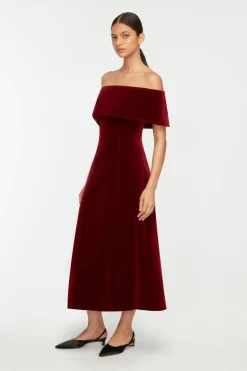 Carita Dress in Burgundy Wind Velvet