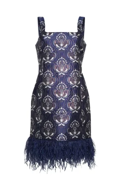 Carlie Mini Dress in Vintage Deco Navy