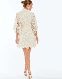 Carmen Lace Mini Dress in Ivory