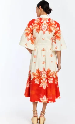 Carmen Midi Dress in Sunset Ivory