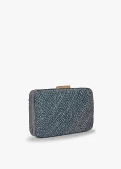 Carmen Woven Straw Clutch Bag in Black