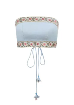 Carnation Crop Top in Blue & Pink