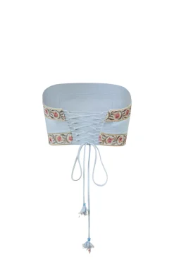 Carnation Crop Top in Blue & Pink