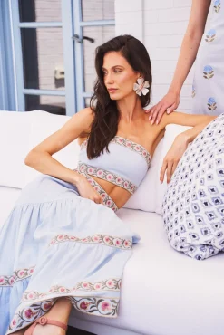 Carnation Crop Top in Blue & Pink