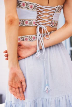 Carnation Crop Top in Blue & Pink