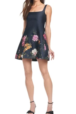 Caroline Dress Dark Midnight Garden