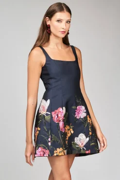 Caroline Dress Dark Midnight Garden