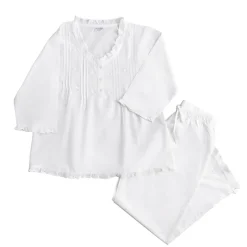 Caroline Embroidered White Cotton Pajamas