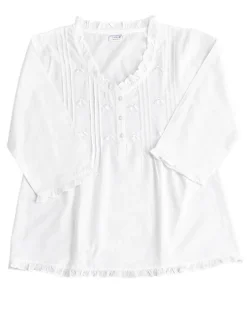Caroline Embroidered White Cotton Pajamas