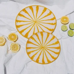 Casa Amarilla Dinner Plate with Candy Cane Stripes