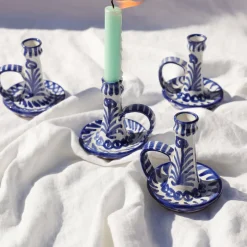 Casa Azul Candlestick with Hand-Painted Designs