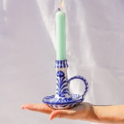 Casa Azul Candlestick with Hand-Painted Designs