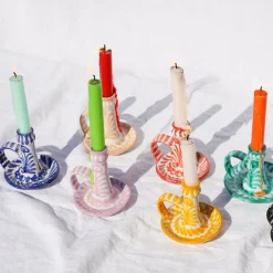 Casa Azul Candlestick with Hand-Painted Designs