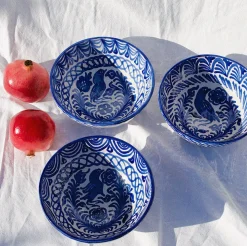 Casa Azul Medium Bowl with Hand-painted Designs