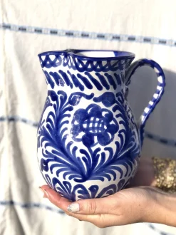 Casa Azul Medium Pitcher with Hand-painted Designs