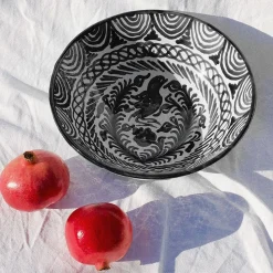 Casa Blanca & Negra Large Bowl with Hand-painted Designs