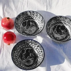 Casa Blanca & Negra Medium Bowl with Hand-painted Designs