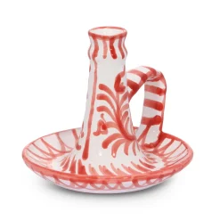 Casa Coral Candlestick with Hand-Painted Designs