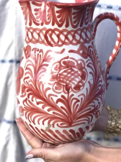 Casa Coral Large Pitcher with Hand-painted Designs