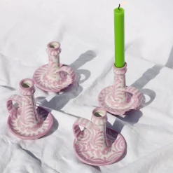 Casa Lila Candlestick with Hand-Painted Designs