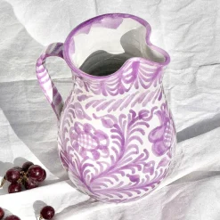 Casa Lila Large Pitcher with Hand-painted Designs