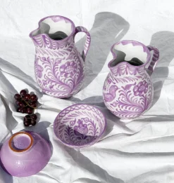 Casa Lila Large Pitcher with Hand-painted Designs