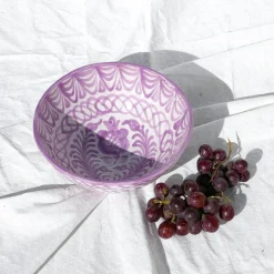 Casa Lila Medium Bowl with Hand-painted Designs