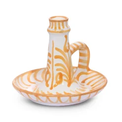 Casa Melocoton Candlestick with Hand-Painted Designs