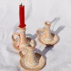 Casa Melocoton Candlestick with Hand-Painted Designs