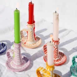 Casa Melocoton Candlestick with Hand-Painted Designs