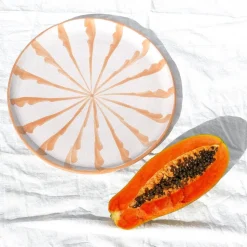 Casa Melocoton Dinner Plate with Candy Cane Stripes