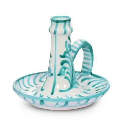 Casa Verde Candlestick with Hand-Painted Designs