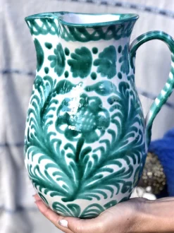 Casa Verde Large Pitcher with Hand-painted Designs