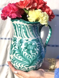 Casa Verde Medium Pitcher with Hand-painted Designs