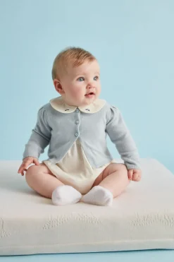 Cashmere Lurex Cardigan In Pale Blue