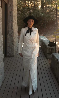 Cass Silk Bridal Tuxedo Gown