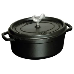 Cast Iron Coq au Vin Cocotte, Dutch Oven, 5.75-quart, serves 5-6, Made in France, Matte Black