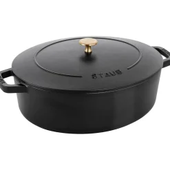 Cast Iron 6.25-qt Shallow Oval Dutch Oven in Black
