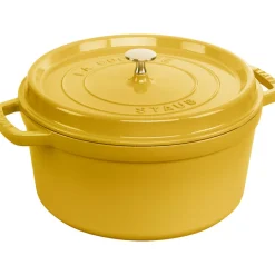 Cast Iron Round Cocotte, Dutch Oven, 7-quart, serves 7-8, Made in France, Citron