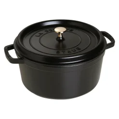 Cast Iron Round Cocotte, Dutch Oven, 7-quart, serves 7-8, Made in France, Matte Black