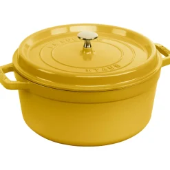 Cast Iron Round Cocotte, Dutch Oven, 5.5-quart, serves 5-6, Made in France, Citron