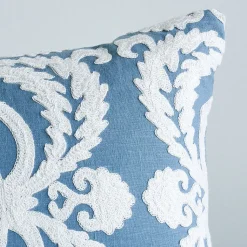 Castanet Embroidery Pillow in Chambray