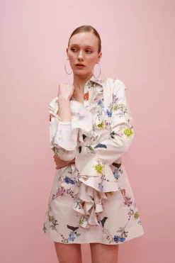 Cate Cotton Flowers Mini Dress