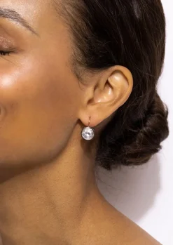 Catherine Button Earrings in White